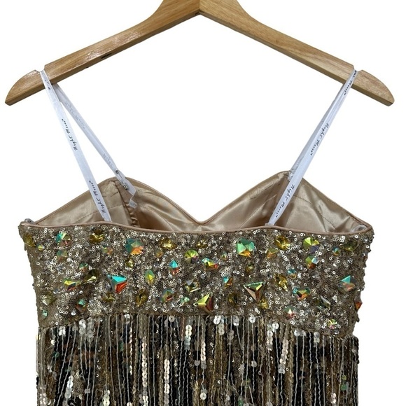 Night Moves by ALLURE Gold Sequin Evening Flapper Gatsby Sleeveless Dress, 10 - Picture 7 of 15